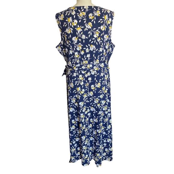 Land’s End Sleeveless Tie Waist Maxi Dress Deep Sea Navy Floral Sz 3X (24W-26W) - Picture 5 of 11
